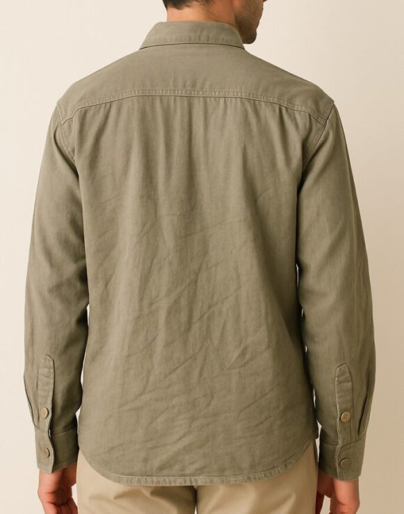 Olive Green Casual Cotton Shirt - Image 4