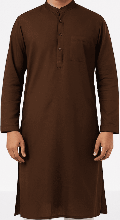 Men’s Brown Cotton Longline Kurta