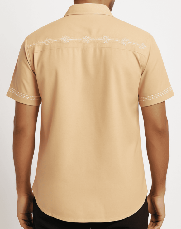 Beige Embroidered Formal Shirt - Image 3