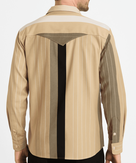 Beige Military Stripe Shirt - Image 3