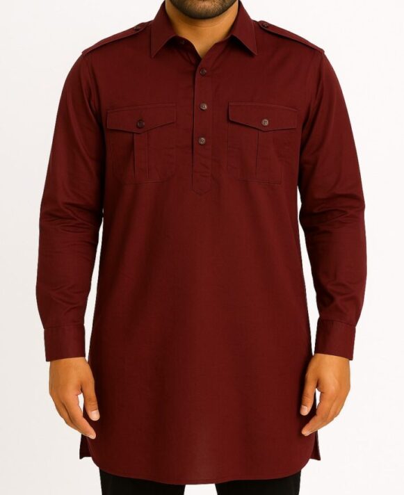 Deep Maroon Epaulette Kurta
