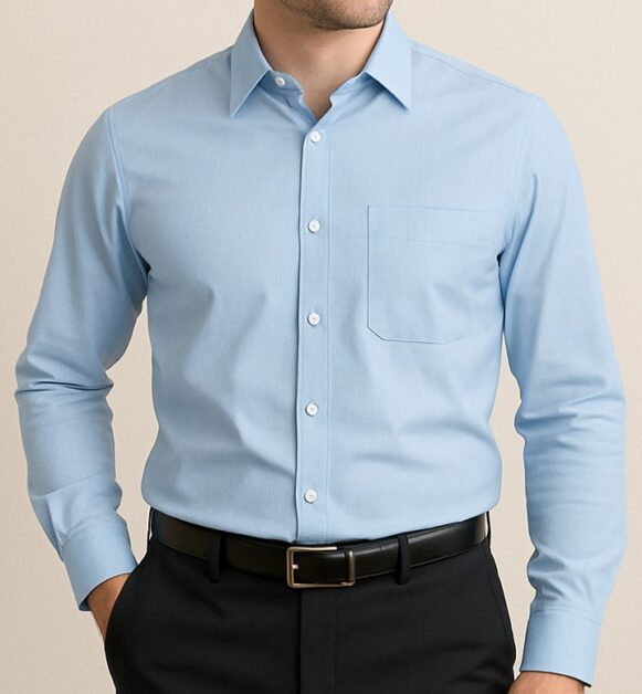 Light Blue Cotton Formal Shirt - Image 3