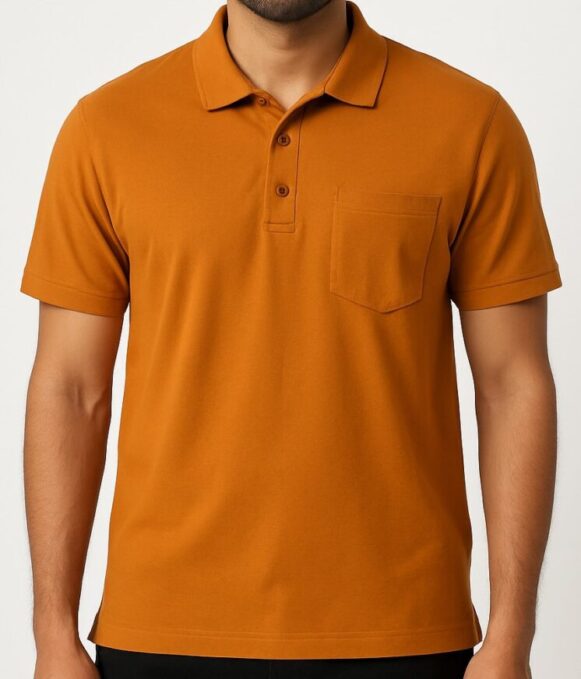Men’s Orange Polo T-Shirt with Chest Pocket