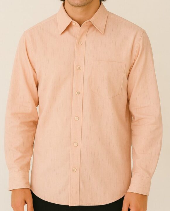 Peach Textured Cotton Shirt