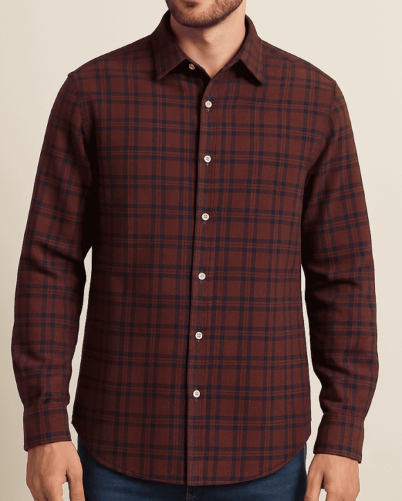 Brown Checked Shirt-costumepeti