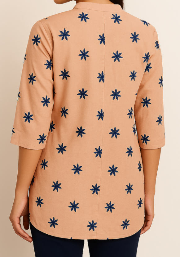 Peach Floral Embroidered Kurti - Image 4