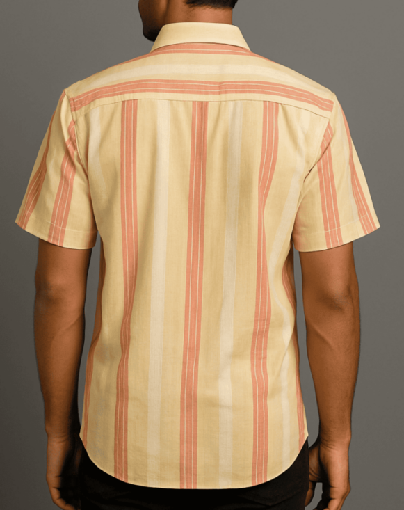 Striped Short-Sleeve Cotton Shirt - Image 3