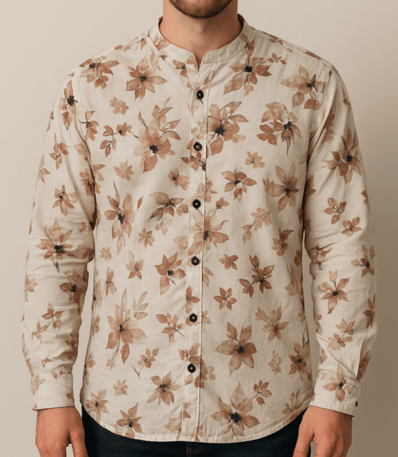 Floral Mandarin Shirt-costumepeti