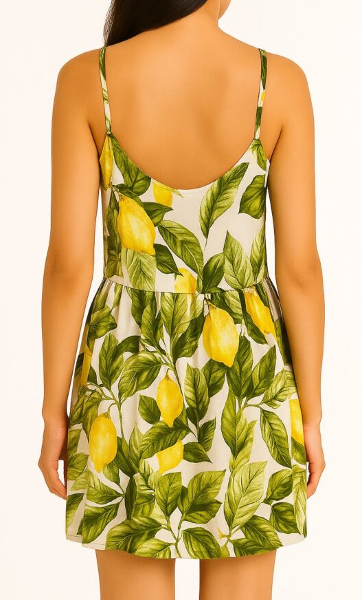 Lemon Print Sleeveless Mini Dress - Image 3