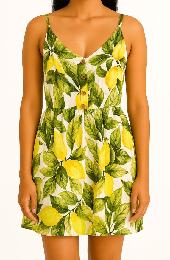 Lemon Print Sleeveless Mini Dress - Image 4