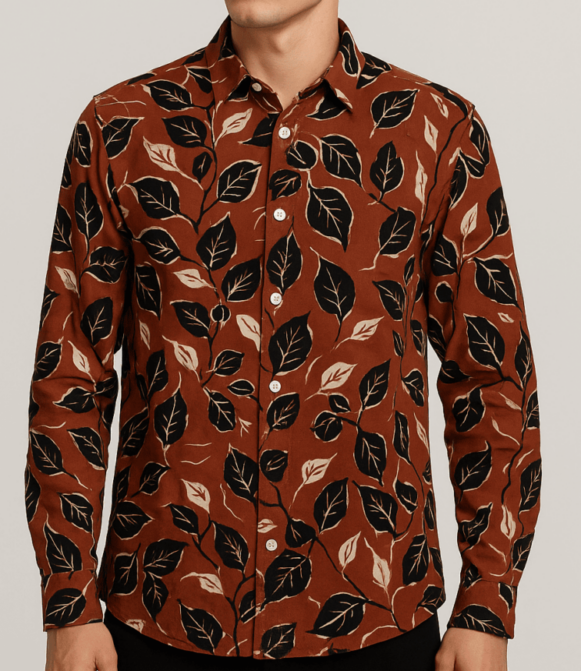 Rust Leaf Print Shirt