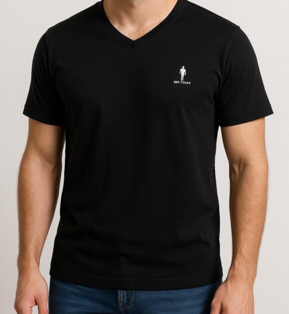 Black V-Neck T-shirt - Image 3
