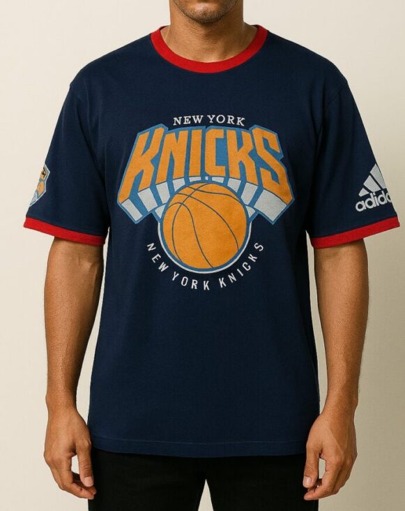 Knicks Navy Adidas T-Shirt - Image 3