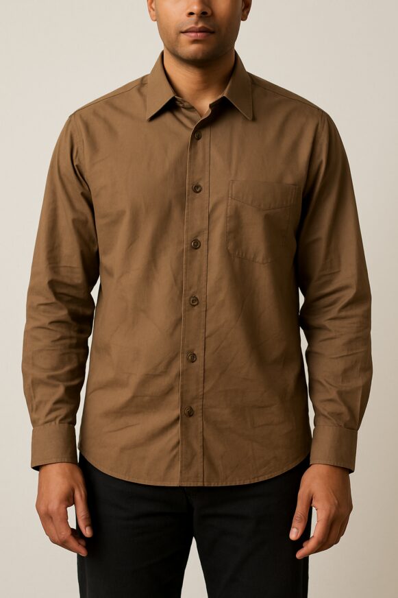 Brown Cotton Formal Shirt