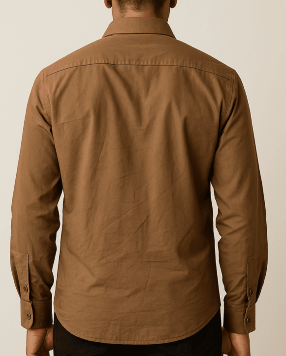 Brown Cotton Formal Shirt - Image 4