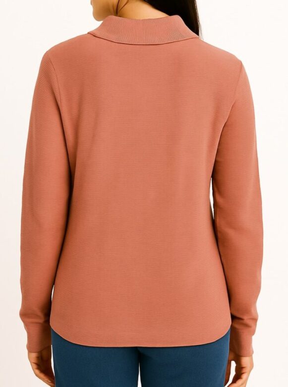 Rust Ribbed Mock-Neck Knit Top - Image 4