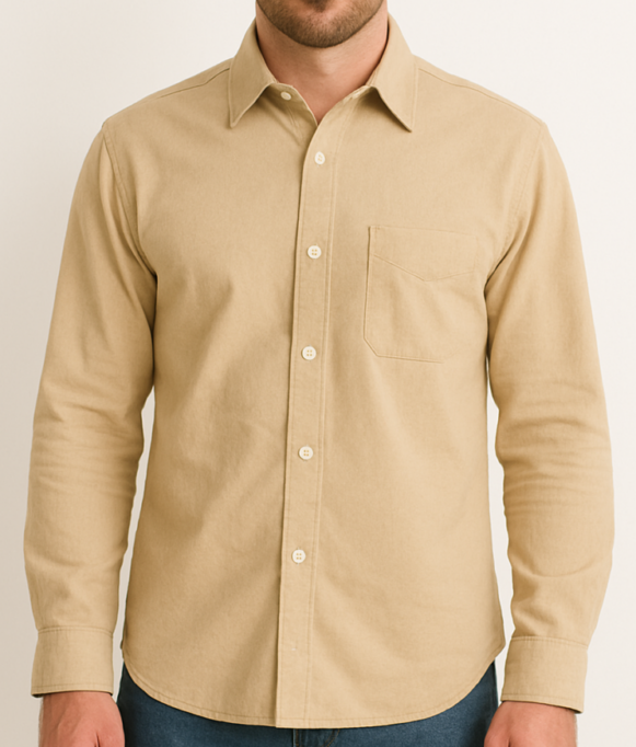 Beige Casual Cotton Shirt