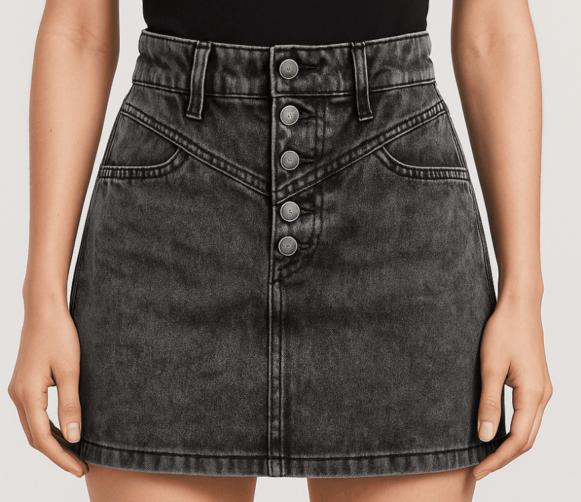 Charcoal Buttoned Mini Skirt