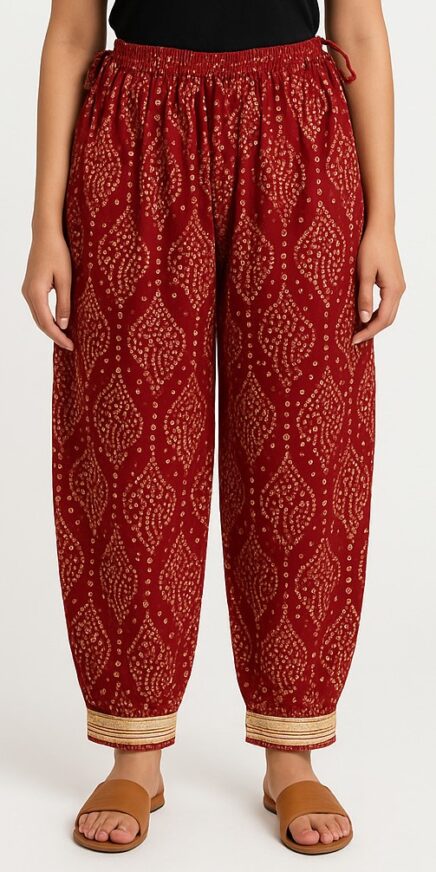 Maroon Ethnic Printed Pants - Image 4