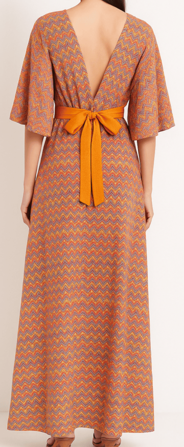 Orange Zig-Zag Maxi Dress