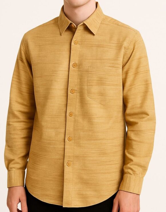 Golden Ochre Textured Shirt - Image 4