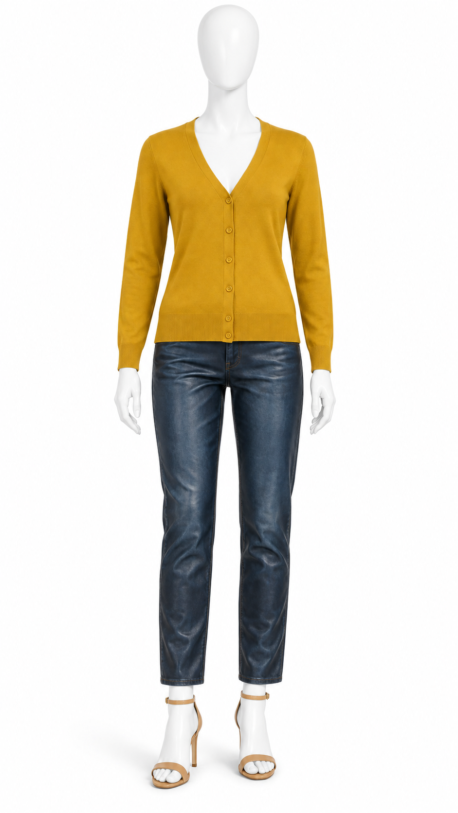 Mustard Yellow V Neck Cardigan