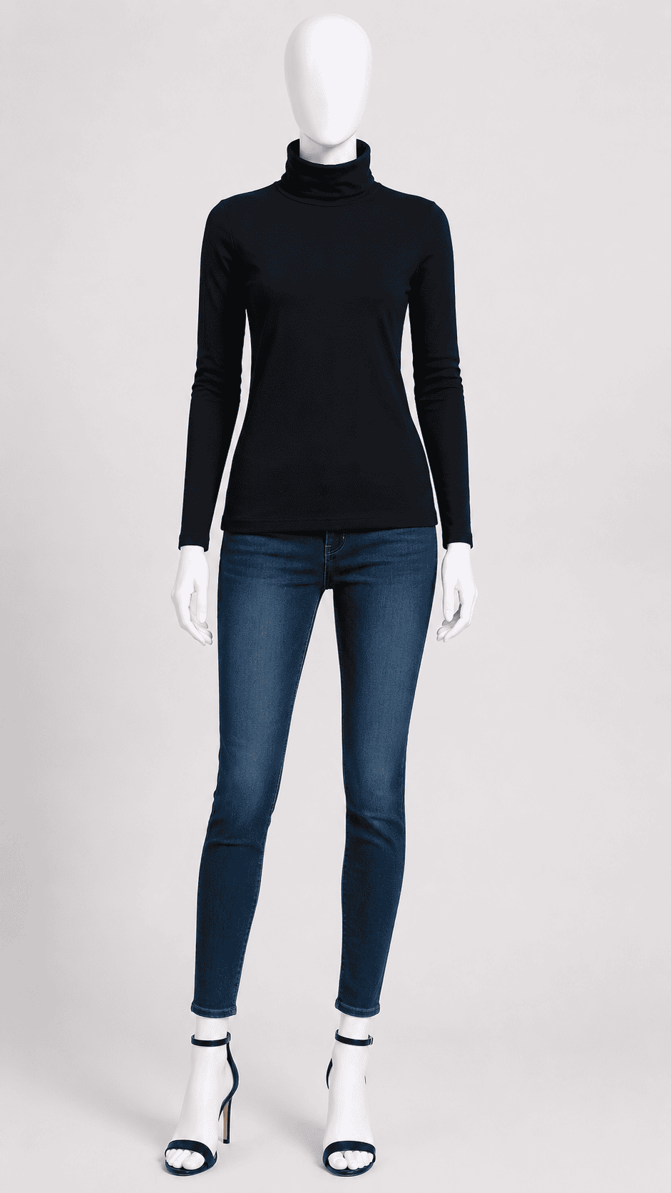 Women's Black Full Sleeve High Neck T Shirt