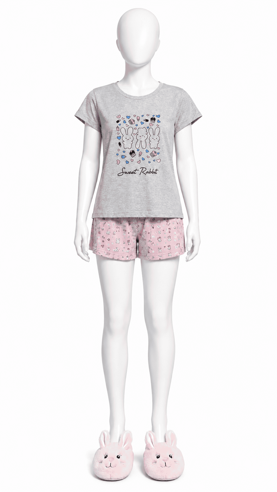 Girls Grey Sweet Rabbit T-Shirt