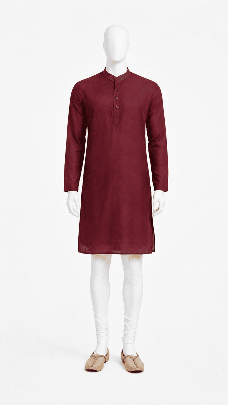 Classic Maroon Solid Cotton Kurta