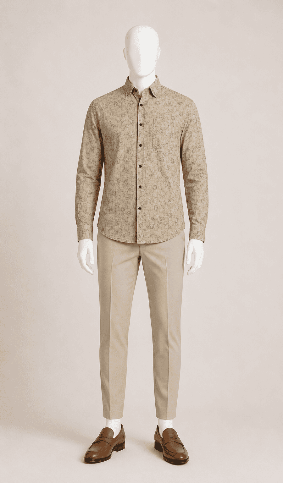 Beige Abstract Print Shirt