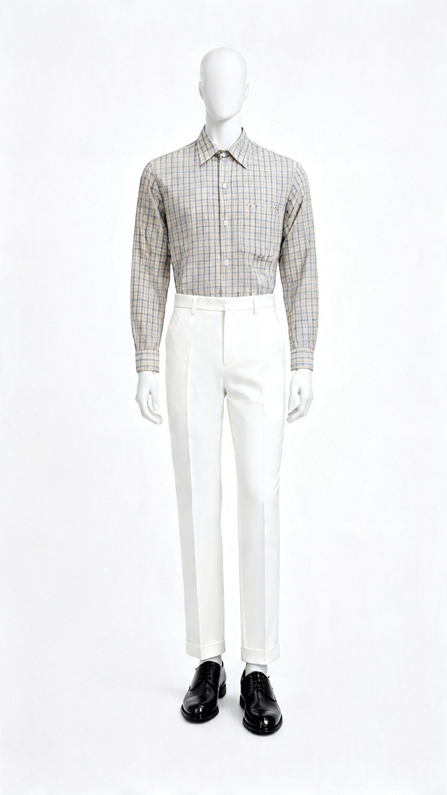 Men Beige Checked Casual Shirt