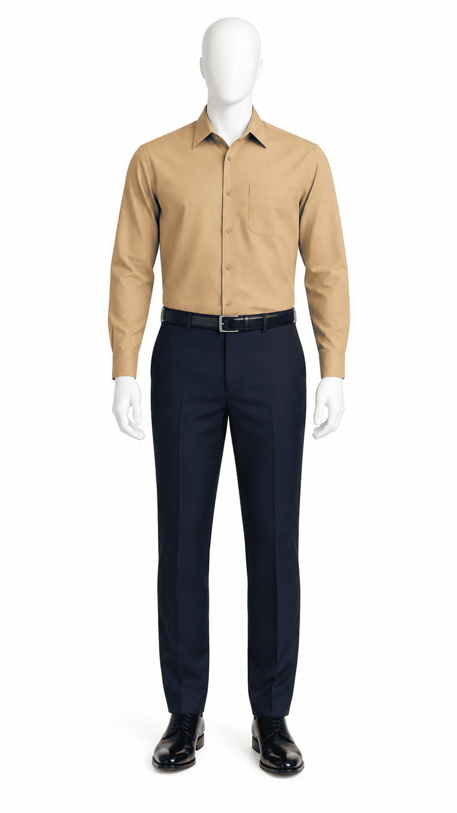 Men's Camel Brown Cotton Solid Shirt