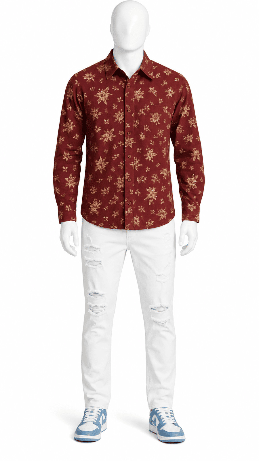Maroon Floral Cotton Shirt