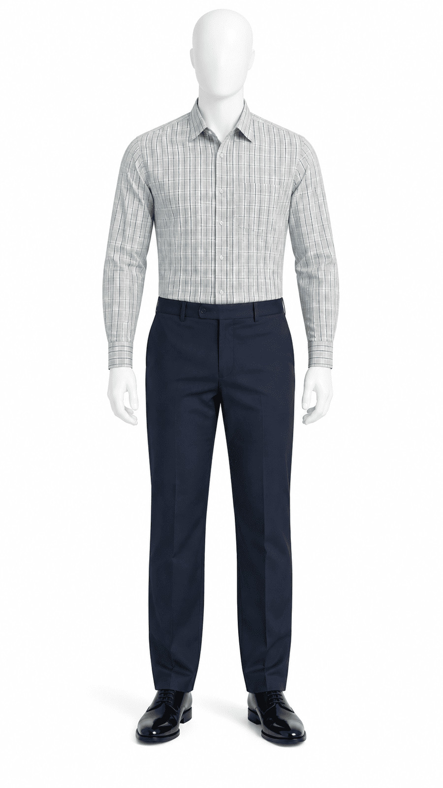 Men's Grey Checked Formal Shirt