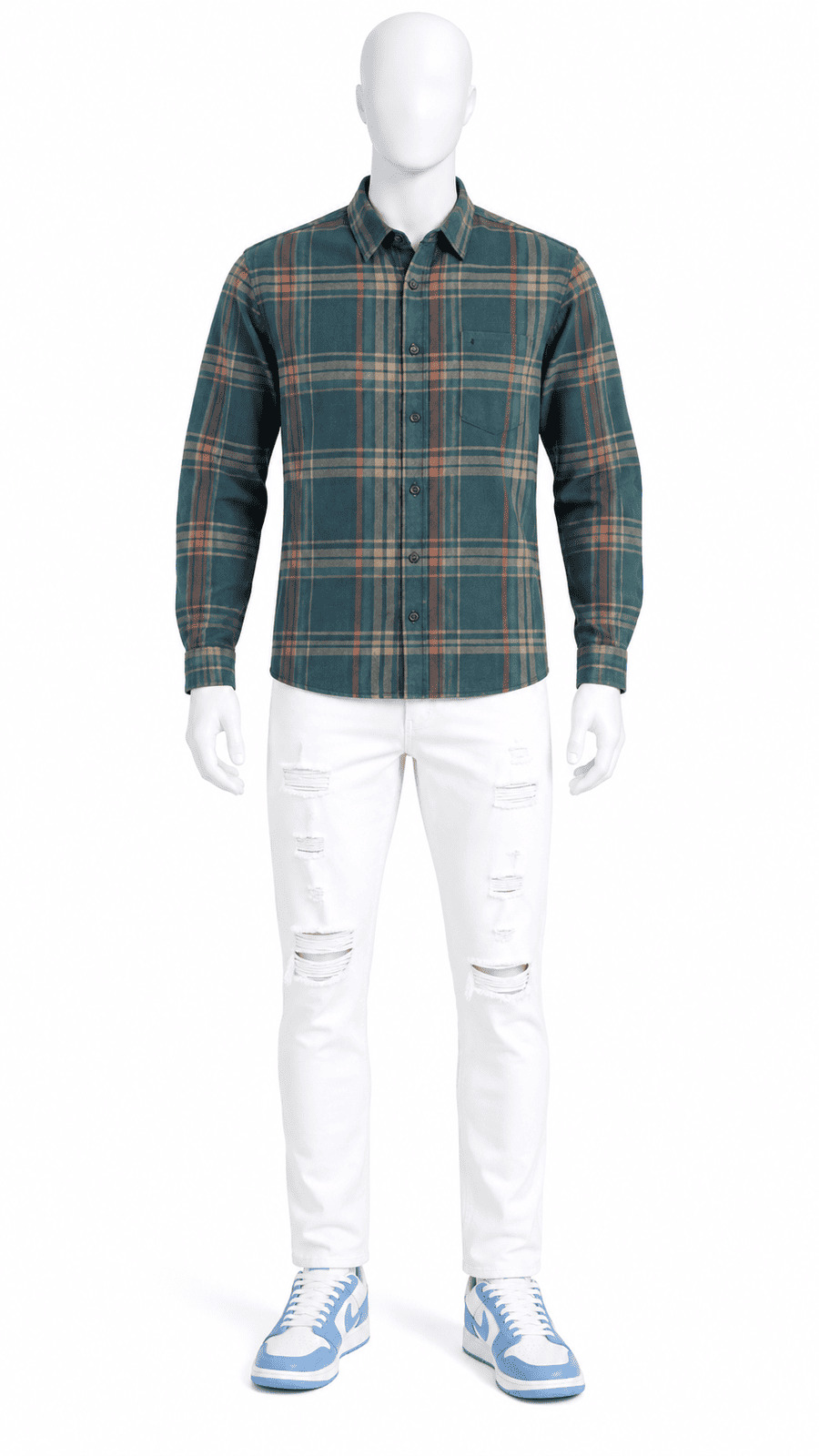 Men's Checked Cotton Blend Casual Shirt