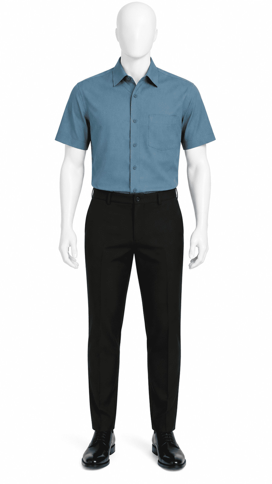 Men's Solid Blue Short Sleeve Shirt