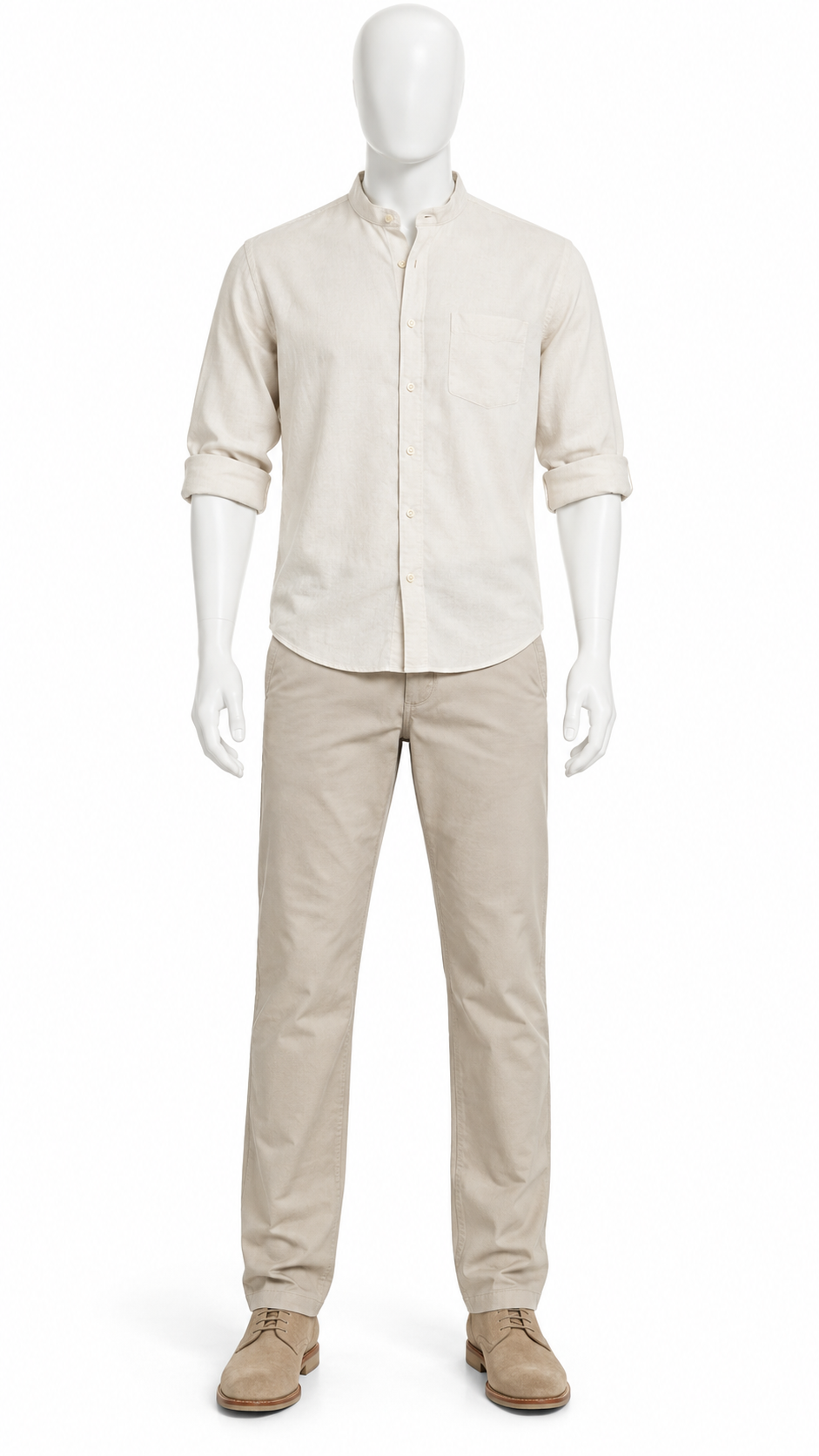 Beige Casual Cotton Chinos