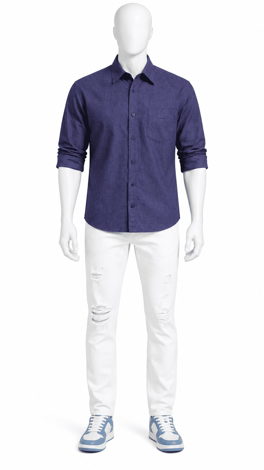 Men's Full Sleeve Indigo Formal Shirt