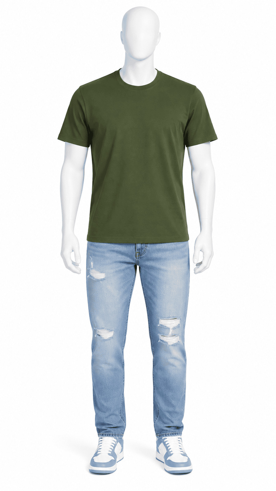 Men's Solid Olive Green Cotton T Shirt