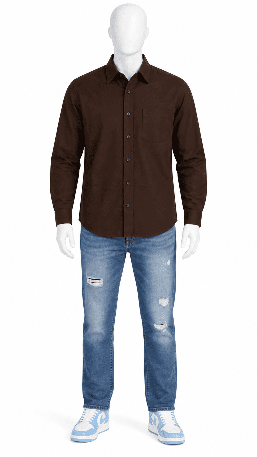 Men's Dark Brown Solid Full Sleeve Shirt 2