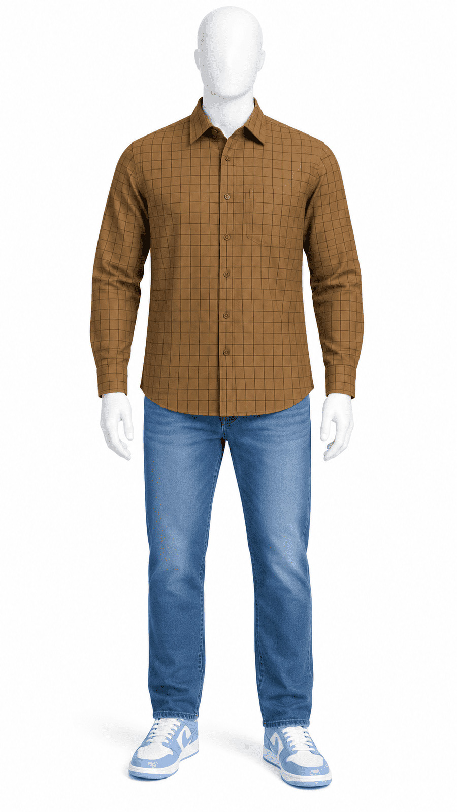 Men's Brown Checked Formal Shirt