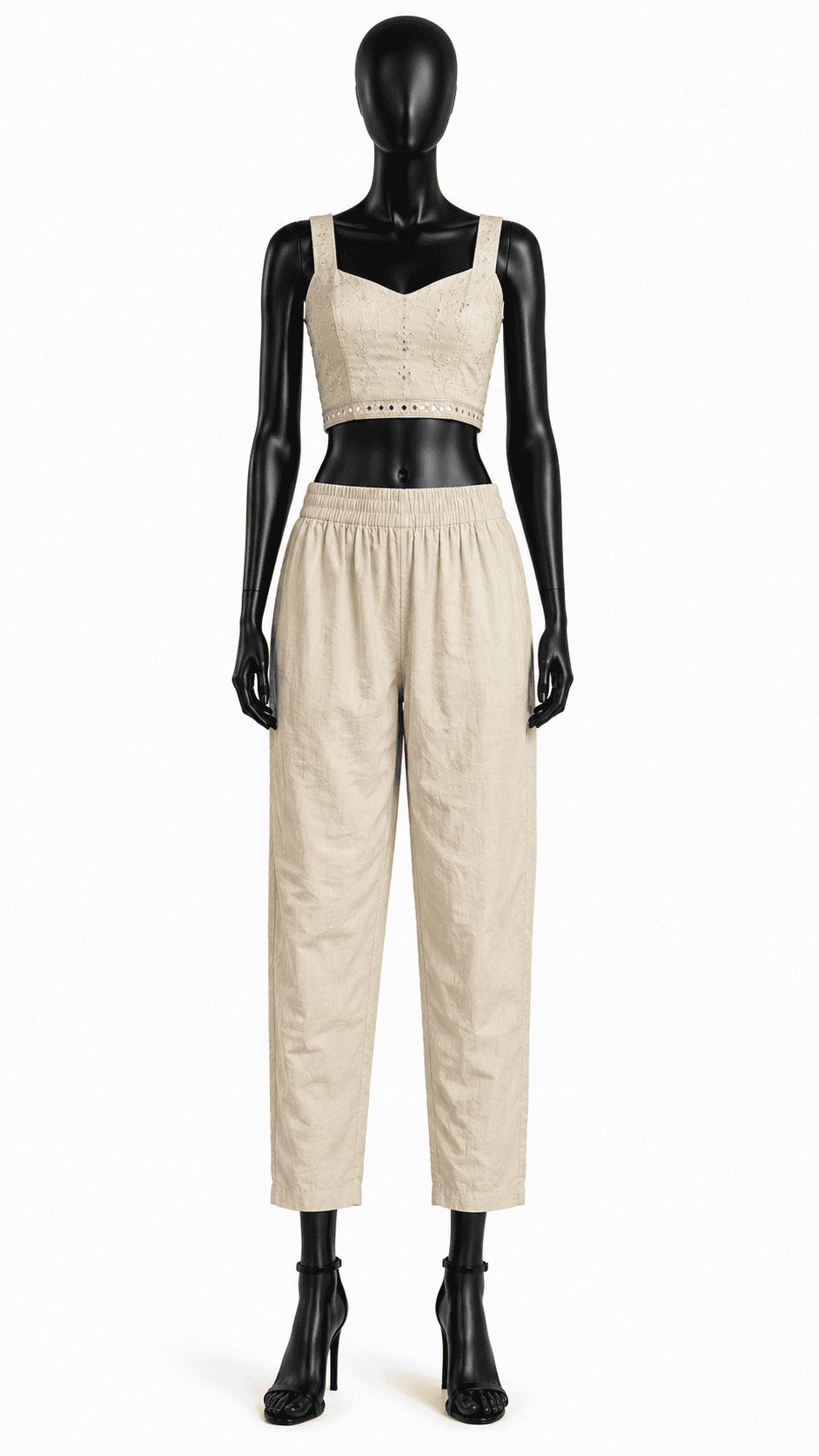Cream Gathered Ethnic Pant