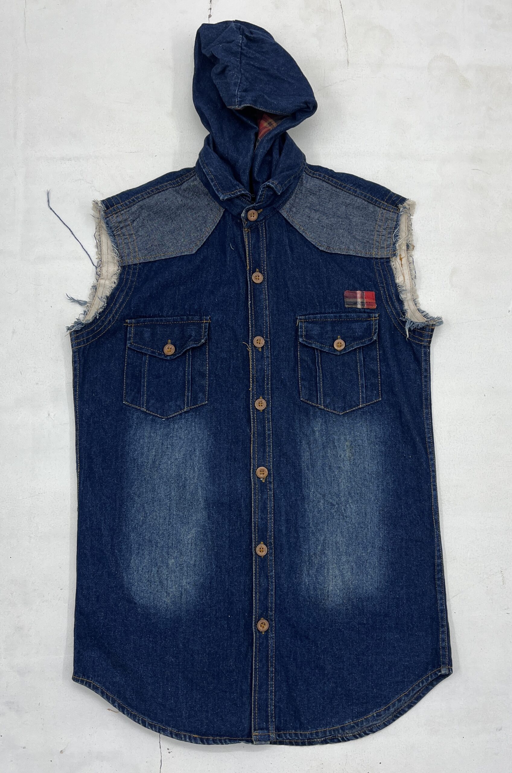 Men Denim Sleeveless Hooded Jacket - Image 3