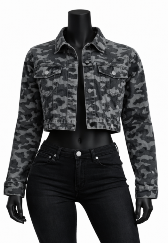 Men Camouflage Denim Jacket