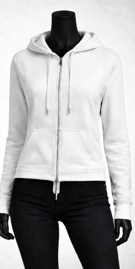 Unisex White Zip Hooded Jacket