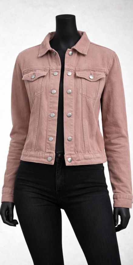 Women Pink Denim Jacket