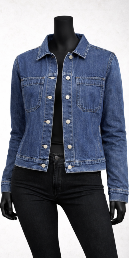 Women Blue Denim Shirt Jacket
