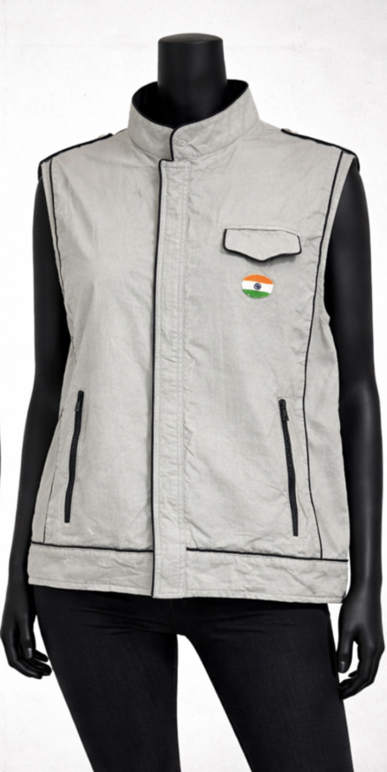 Men Grey Sleeveless Utility Jacket