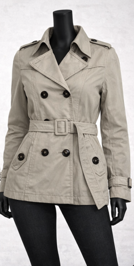 Women Beige Belted Trench Coat