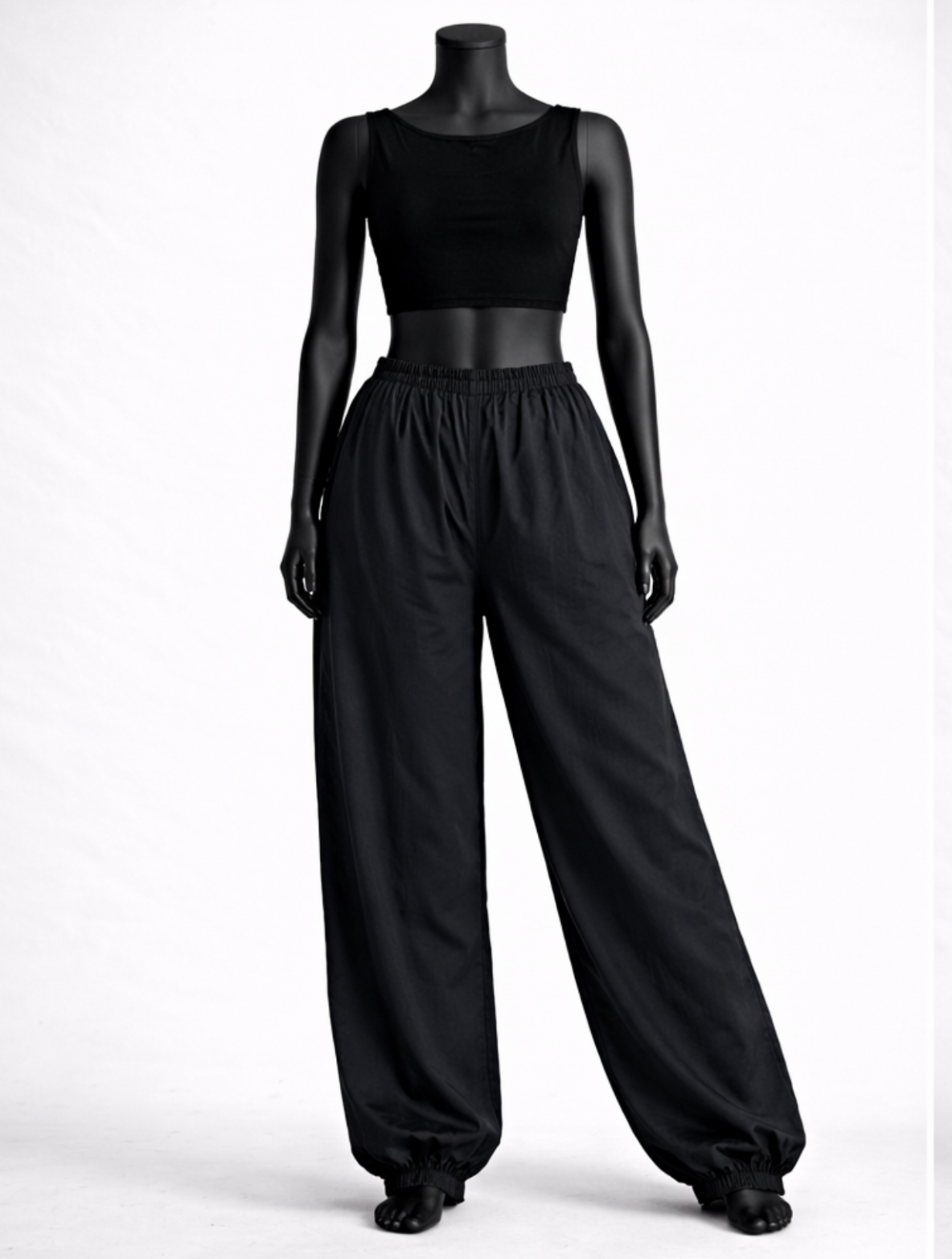 Black Solid Relaxed Fit Palazzos - Costumepeti